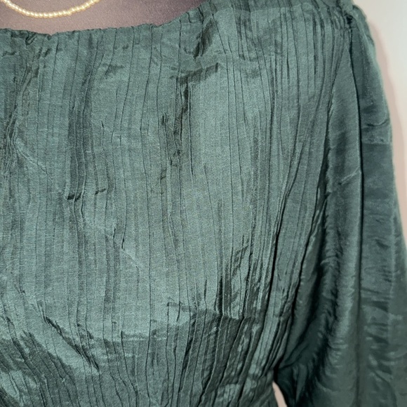 Bohme Pleated Puff Sleeve Peplum Blouse SZ Small - Picture 2 of 9